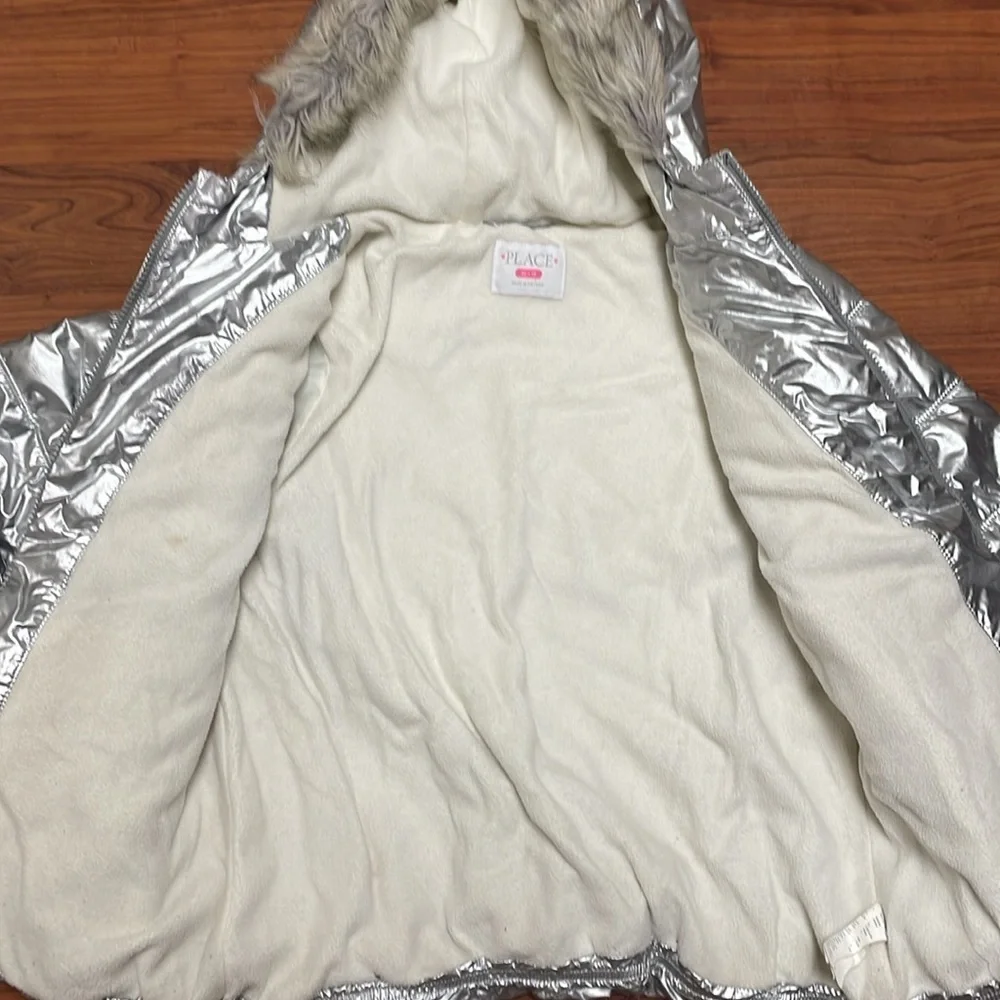 The Children’s Place Girl Metallic puffer Coat, Size XL 14